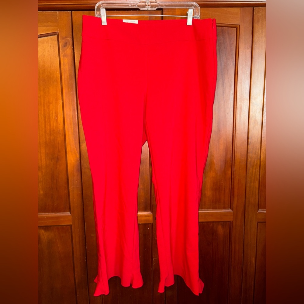 INC International Concepts Bold Red Flare Pants